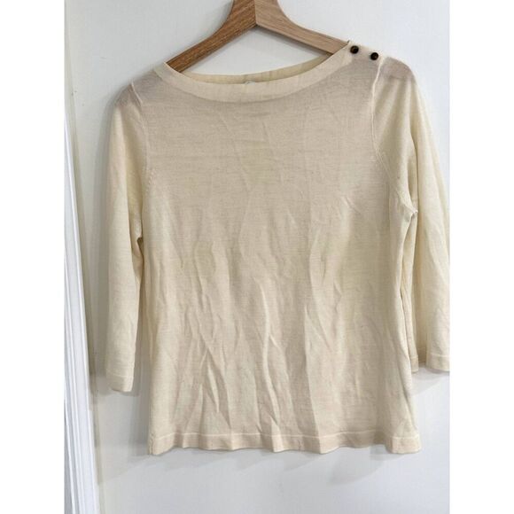 J. Crew Boatneck Lightweight 3/4 Sleeve Sweater 100% Merino Wool Sz L EUC - Picture 1 of 6